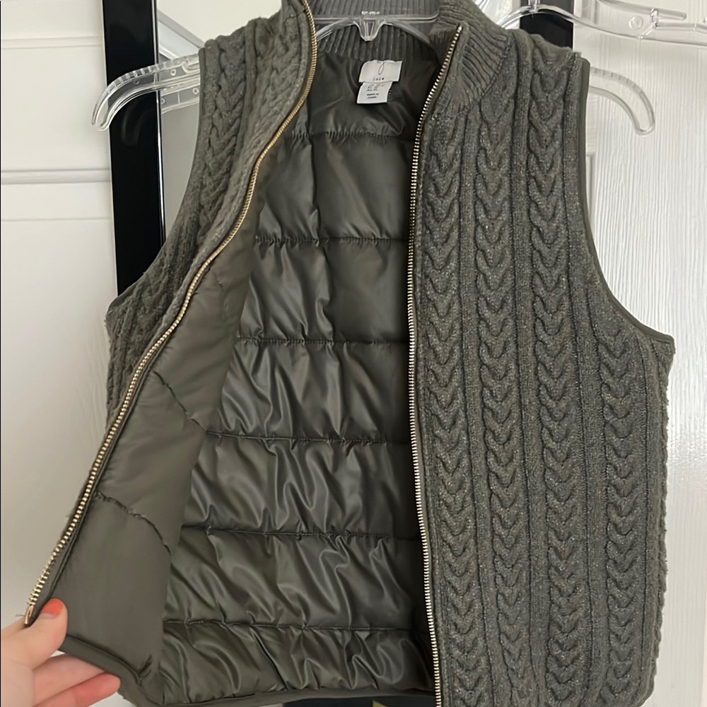 Cable Knit/Puffer Reversible Zip Vest